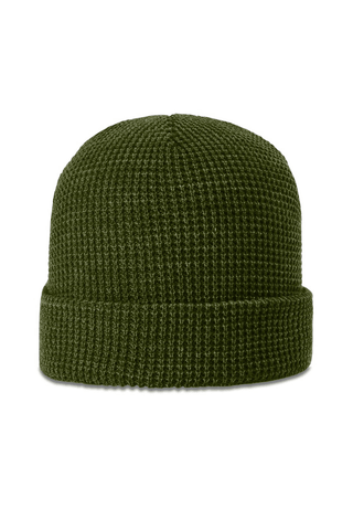 Cuffed Knit Ribbed Beanie with Custom Faux Leatherette Patch