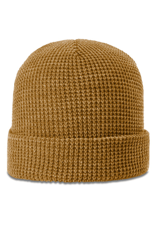 Cuffed Knit Ribbed Beanie with Custom Faux Leatherette Patch