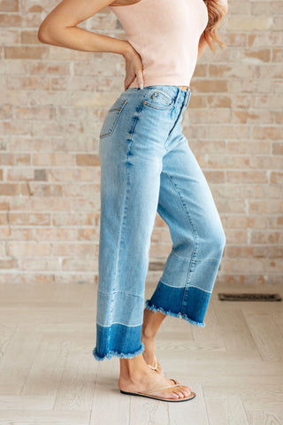 Olivia High Rise Wide Leg Crop Jeans in Medium Wash - Crazy Daisy Boutique