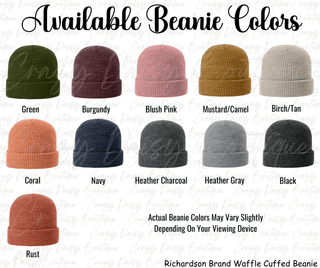 Cuffed Knit Ribbed Beanie with Custom Faux Leatherette Patch - Crazy Daisy Boutique
