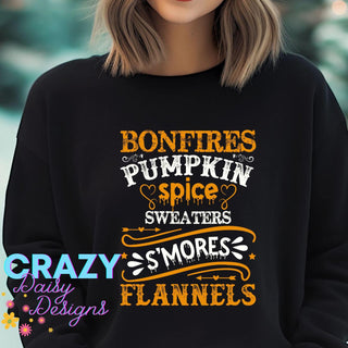 Bonfires Pumpkin Spice Graphic Print Pullover Sweatshirt - Crazy Daisy Boutique