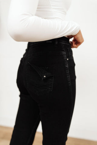 High Waist Mom Fit Risen Jeans In Black - Crazy Daisy Boutique