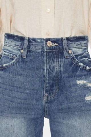 KanCan ULTRA HIGH RISE DISTRESSED NINETIES FLARE-KC8682M - Crazy Daisy Boutique
