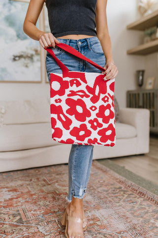 Lazy Daisy Knit Bag in Red - Crazy Daisy Boutique