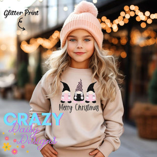 Merry Christmas *Youth* Glitter Print Pullover Sweatshirt - Crazy Daisy Boutique
