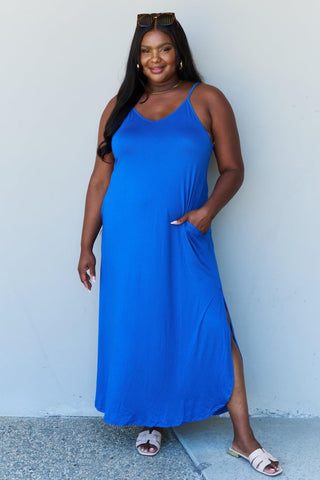 Ninexis Good Energy Full Size Cami Side Slit Maxi Dress in Royal Blue - Crazy Daisy Boutique