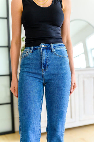 Risen Caitlin High Rise Split Hem Straight Jeans - Crazy Daisy Boutique