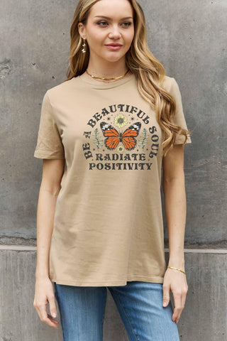 Simply Love Full Size BE A BEAUTIFUL SOUL RADIATE POSITIVITY Graphic Cotton Tee - Crazy Daisy Boutique