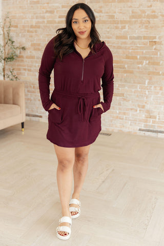 Getting Out Long Sleeve Hoodie Romper in Maroon - Crazy Daisy Boutique