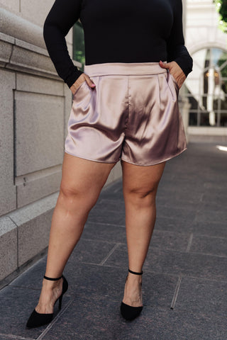 Champagne and Roses Satin Shorts - Crazy Daisy Boutique