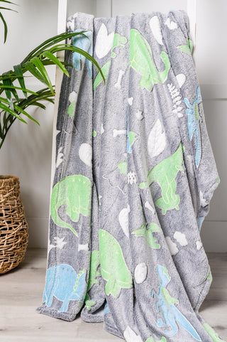 Glow in the Dark Blanket in Dinosaurs - Crazy Daisy Boutique