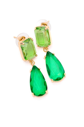 Sparkly Spirit Drop Crystal Earrings in Green - Crazy Daisy Boutique