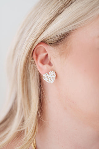 Triple Hearts Studs in Animal - Crazy Daisy Boutique