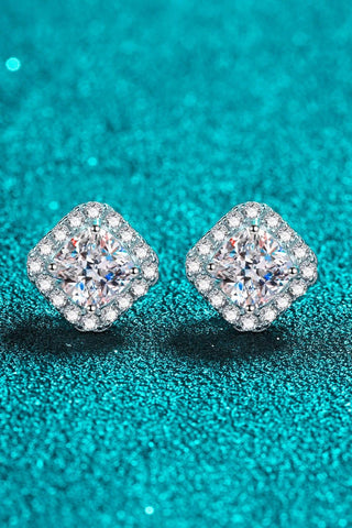 925 Sterling Silver 2 Carat Moissanite Square Stud Earrings - Crazy Daisy Boutique