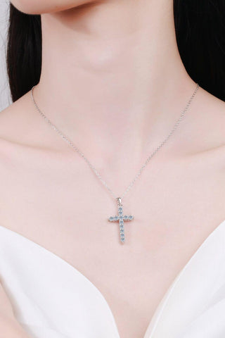 925 Sterling Silver Cross Moissanite Necklace - Crazy Daisy Boutique