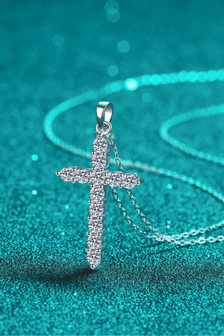 925 Sterling Silver Cross Moissanite Necklace - Crazy Daisy Boutique