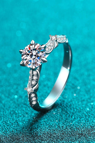 925 Sterling Silver Inlaid Moissanite 6-Prong Ring - Crazy Daisy Boutique