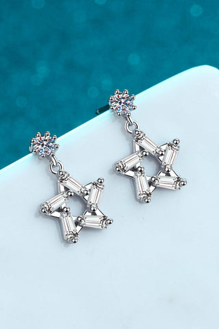 925 Sterling Silver Inlaid Moissanite Star Earrings - Crazy Daisy Boutique