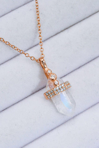 925 Sterling Silver Moonstone Pendant Necklace - Crazy Daisy Boutique