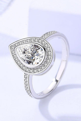 925 Sterling Silver Teardrop Moissanite Ring - Crazy Daisy Boutique