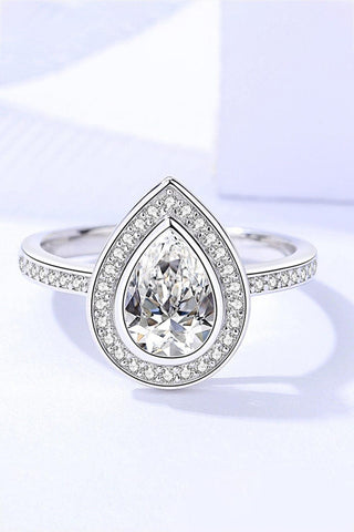 925 Sterling Silver Teardrop Moissanite Ring - Crazy Daisy Boutique
