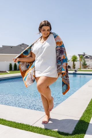 Luxury Beach Towel in Block Floral - Crazy Daisy Boutique