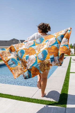 Luxury Beach Towel in Block Floral - Crazy Daisy Boutique