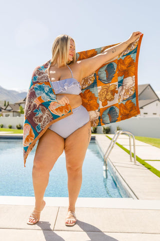 Luxury Beach Towel in Block Floral - Crazy Daisy Boutique