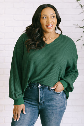 Good Things Are Coming V-Neck Top in Green