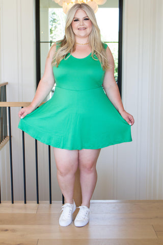 Gorgeous in Green Sleeveless Skort Dress - Crazy Daisy Boutique