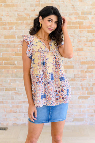 Love of My Life Flutter Sleeve Top in Denim Taupe - Crazy Daisy Boutique