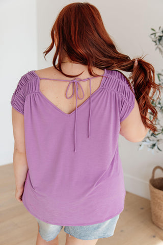 Ruched Cap Sleeve Top in Lavender - Crazy Daisy Boutique