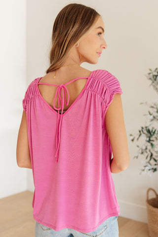 Ruched Cap Sleeve Top in Magenta - Crazy Daisy Boutique