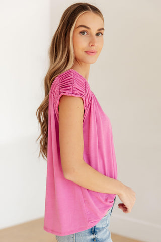 Ruched Cap Sleeve Top in Magenta - Crazy Daisy Boutique