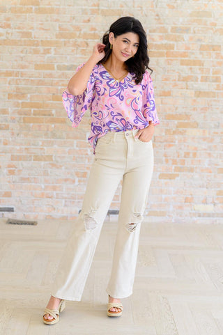 The Tropics V-Neck Top in Blush Multi - Crazy Daisy Boutique