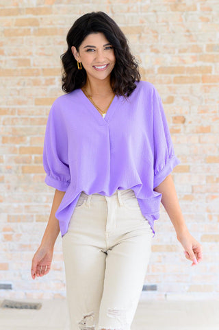 Up For Anything V-Neck Blouse in Lavender - Crazy Daisy Boutique