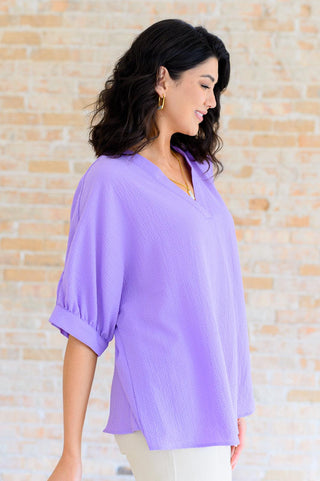 Up For Anything V-Neck Blouse in Lavender - Crazy Daisy Boutique