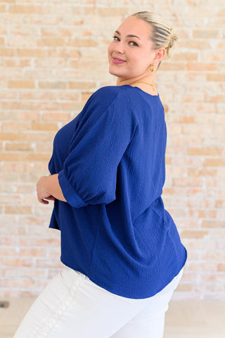 Up For Anything V-Neck Blouse in Navy - Crazy Daisy Boutique