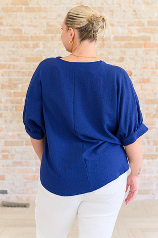 Up For Anything V-Neck Blouse in Navy - Crazy Daisy Boutique