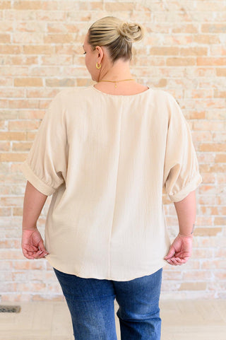 Up For Anything V-Neck Blouse in Taupe - Crazy Daisy Boutique