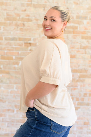 Up For Anything V-Neck Blouse in Taupe - Crazy Daisy Boutique