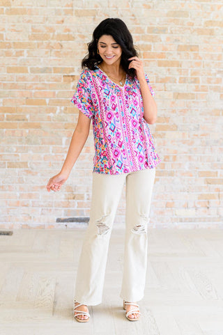 Yours Truly, V-Neck Top in Magenta - Crazy Daisy Boutique