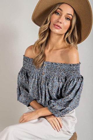 ANIMAL PRINT SMOCKED OFF THE SHOULDER TOP - Crazy Daisy Boutique