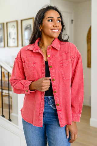 Best Day Ever Corduroy Shacket In Red - Crazy Daisy Boutique