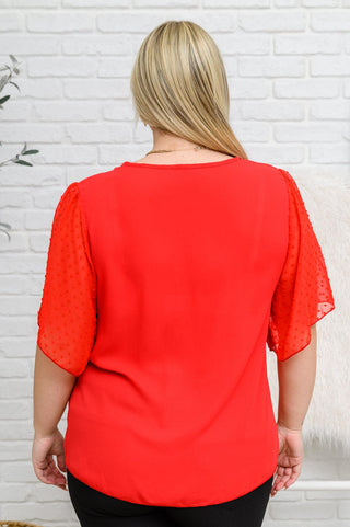 Best Of My Love Short Sleeve Blouse In Red - Crazy Daisy Boutique