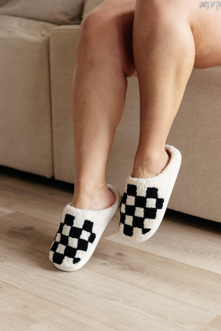 Checked Out Slippers in Black - Crazy Daisy Boutique