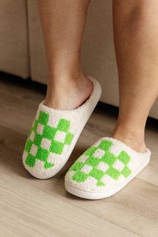 Checked Out Slippers in Green - Crazy Daisy Boutique