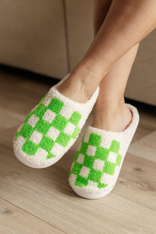 Checked Out Slippers in Green - Crazy Daisy Boutique