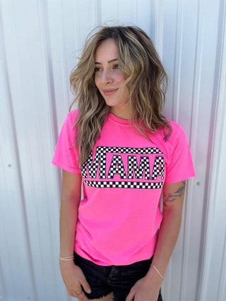 Checkered Mama Tee 2X & 3X - Crazy Daisy Boutique