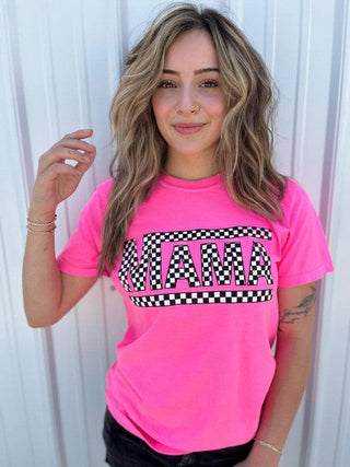 Checkered Mama Tee 2X & 3X - Crazy Daisy Boutique